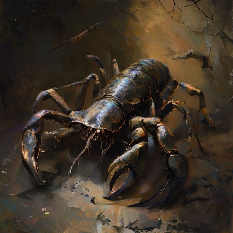 Stygian Fat-Tailed Scorpion — fantasy monster illustration. Stygian Fat-Tailed Scorpion is a tiny beast (Challenge Rating 3).