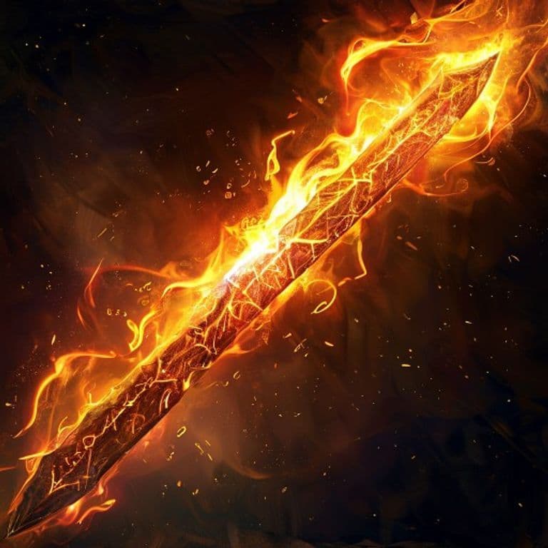 Flame Blade — fantasy spell effect illustration. Flame Blade is a 2nd-level evocation available to Artificer, Druid.