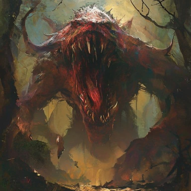 Sarsaok — fantasy monster illustration. Sarsaok is a huge monstrosity (Challenge Rating 7).