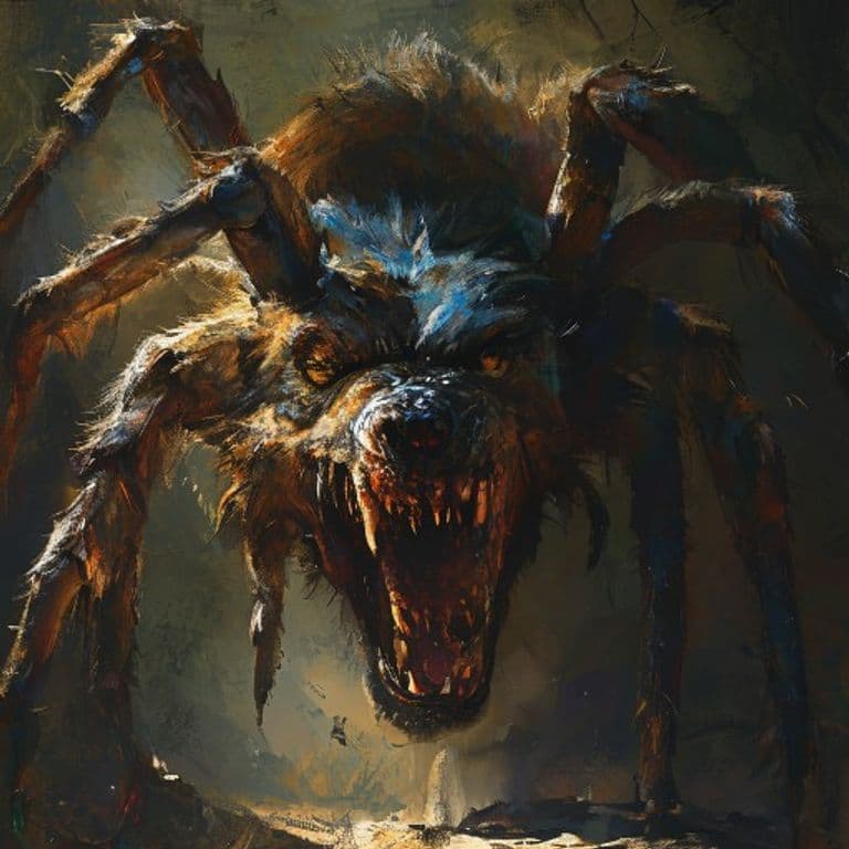 Spider, Giant Wolf — fantasy monster illustration. Spider, Giant Wolf is a medium beast (Challenge Rating 1/4).