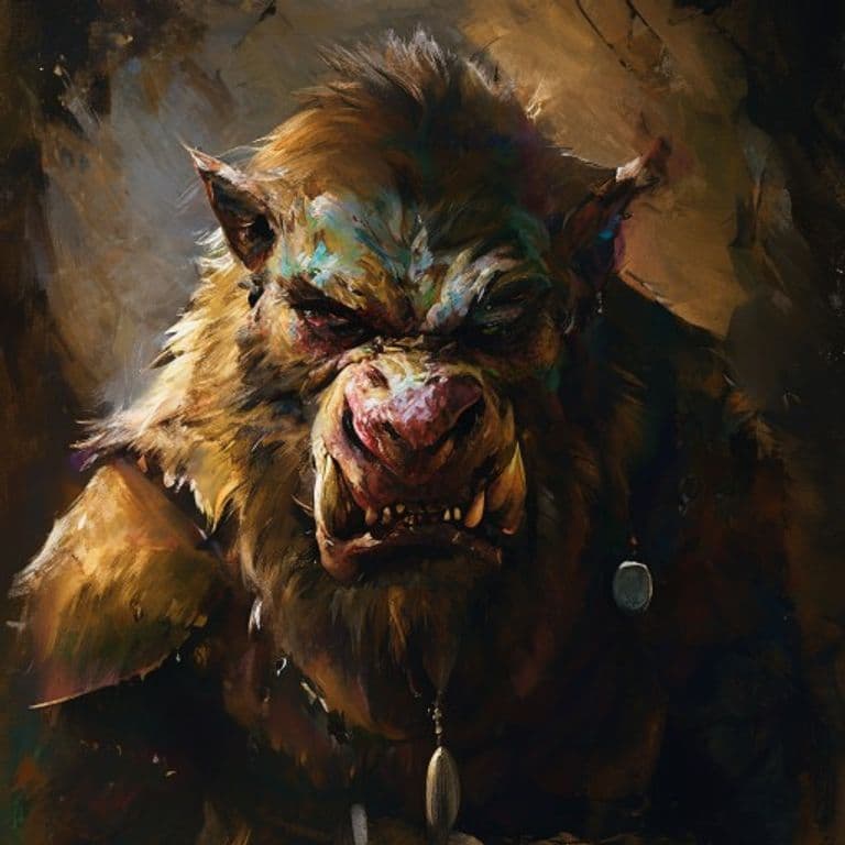 Gnoll — fantasy monster illustration. Gnoll is a medium humanoid (Challenge Rating 1/2).