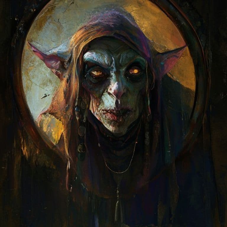 Mirror Hag — fantasy monster illustration. Mirror Hag is a medium fey (Challenge Rating 6).