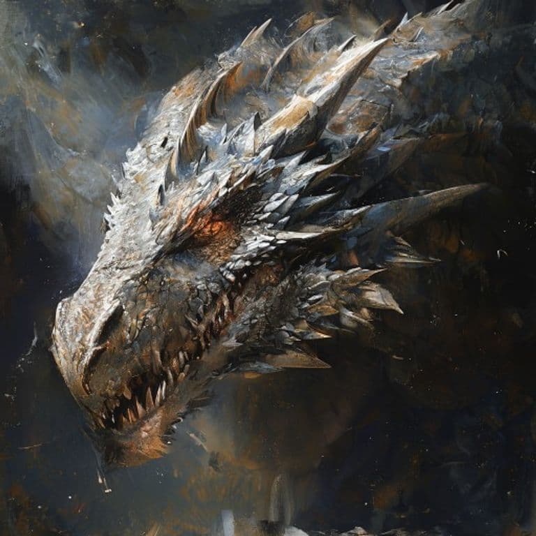 Adult Silver Dragon — fantasy monster illustration. Adult Silver Dragon is a huge dragon (Challenge Rating 19).