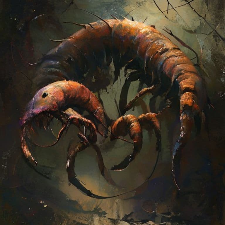 Dire Centipede — fantasy monster illustration. Dire Centipede is a large beast (Challenge Rating 2).