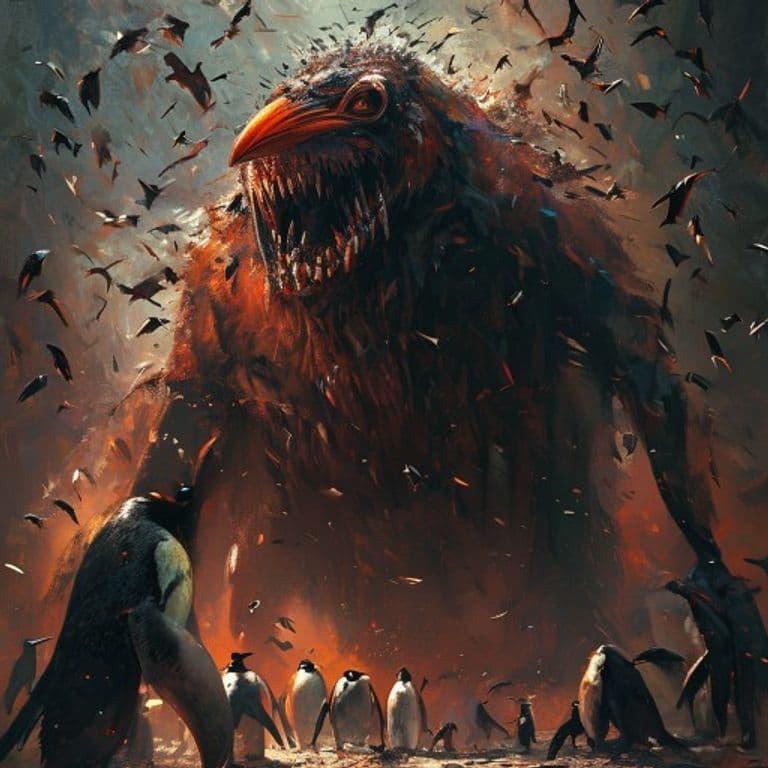 Imperator, Penguin Swarm — fantasy monster illustration. Imperator, Penguin Swarm is a huge beast (Challenge Rating 5).
