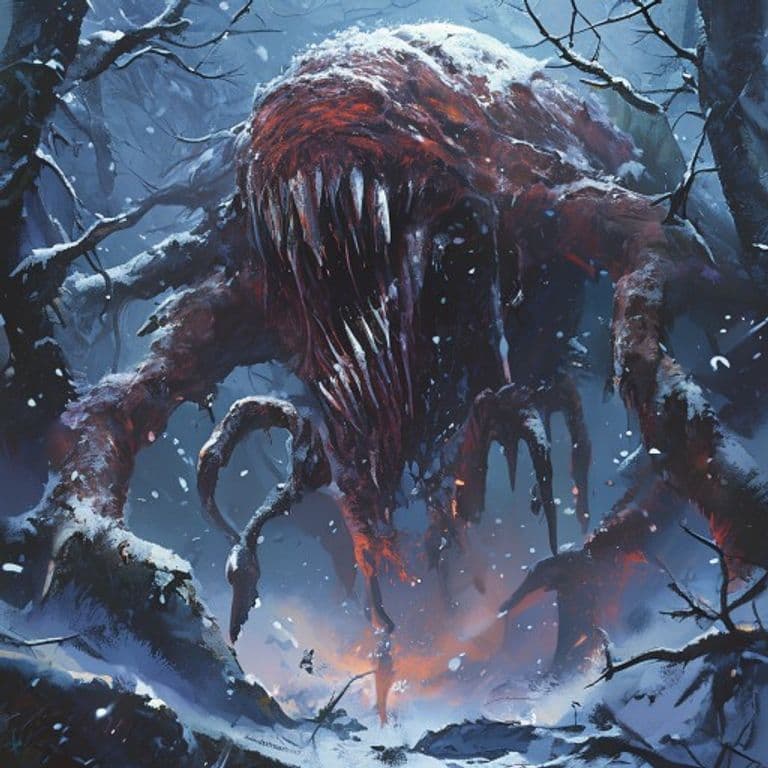Ooze, Snow — fantasy monster illustration. Ooze, Snow is a huge ooze (Challenge Rating 7).