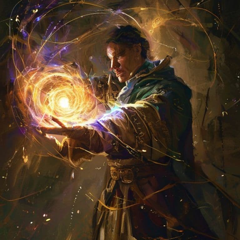 Resistance — fantasy spell effect illustration. Resistance is a Cantrip abjuration available to Cleric, Druid.