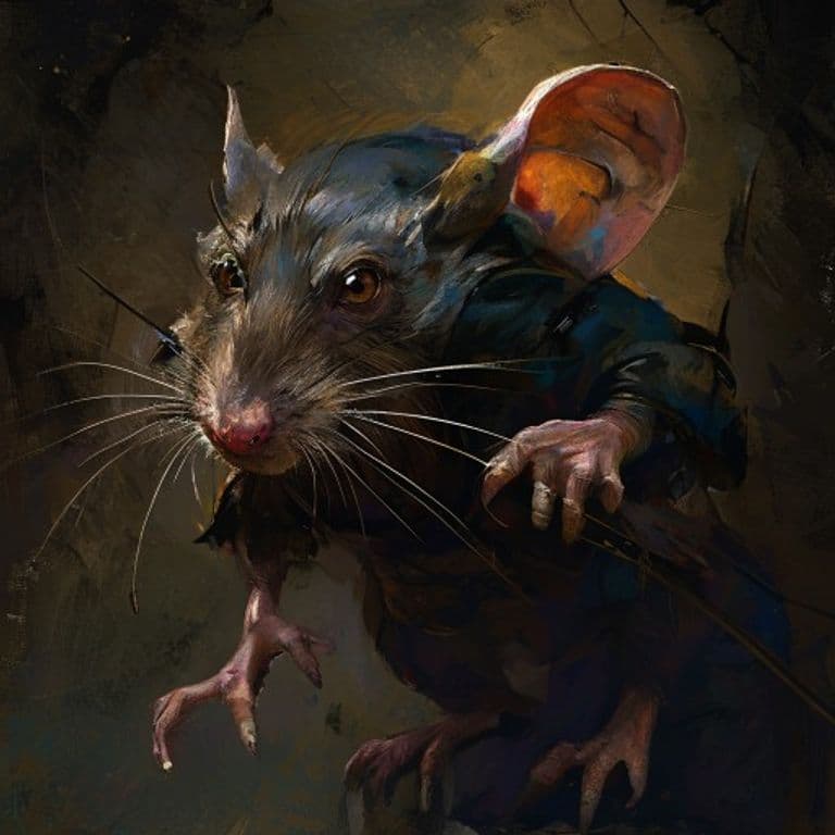 Ratfolk — fantasy monster illustration. Ratfolk is a small humanoid (Challenge Rating 1/4).