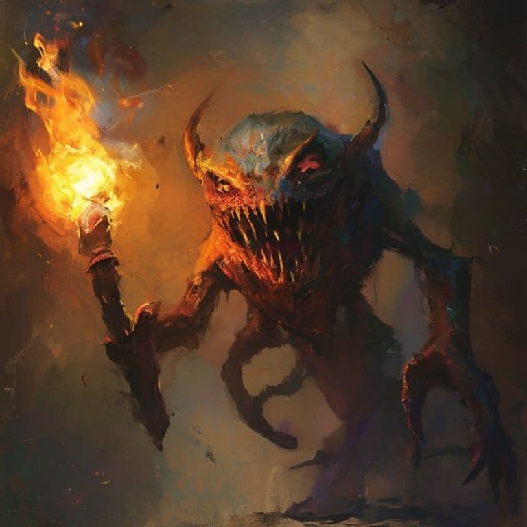 Torch Mimic — fantasy monster illustration. Torch Mimic is a tiny monstrosity (Challenge Rating 1/2).