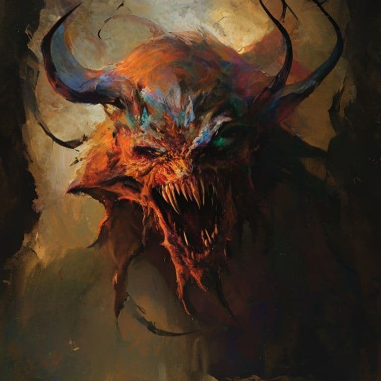Malakbel — fantasy monster illustration. Malakbel is a medium fiend (Challenge Rating 9).