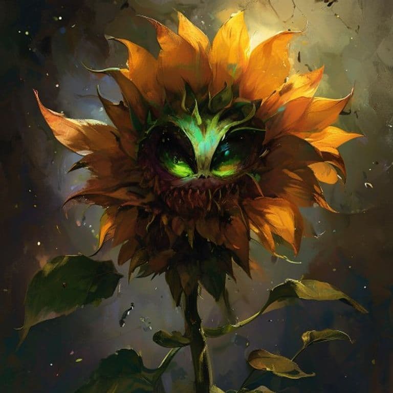 Sunflower Sprite — fantasy monster illustration. Sunflower Sprite is a small fey (Challenge Rating 1/2).