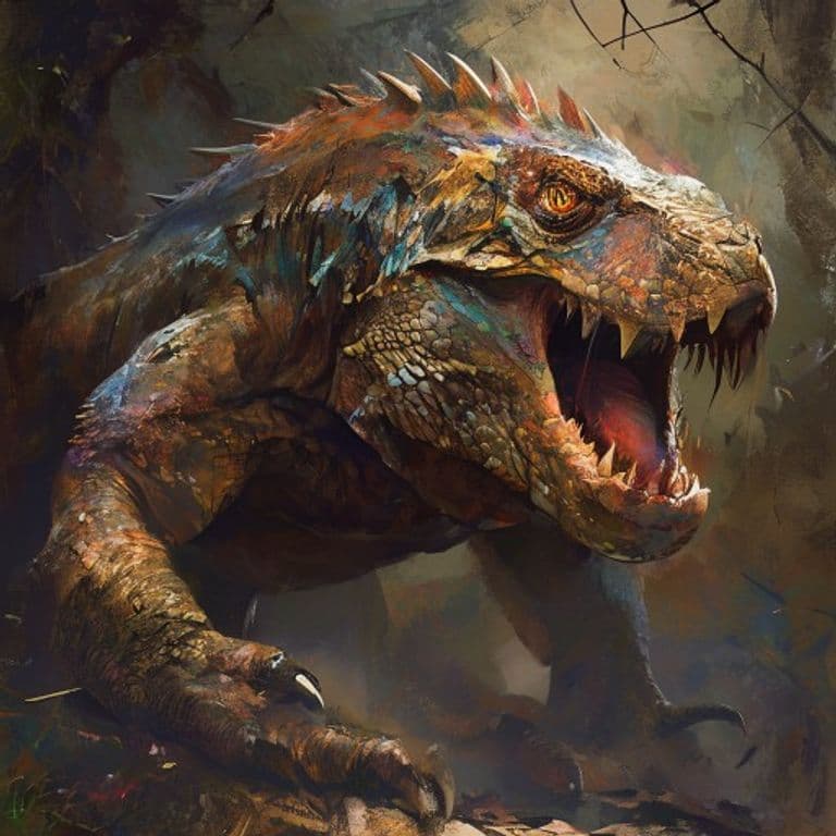 Giant Frilled Lizard — fantasy monster illustration. Giant Frilled Lizard is a large beast (Challenge Rating 5).