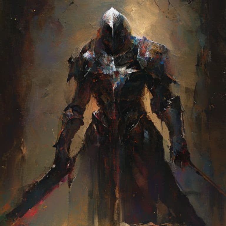 Void Knight — fantasy monster illustration. Void Knight is a medium construct (Challenge Rating 10).