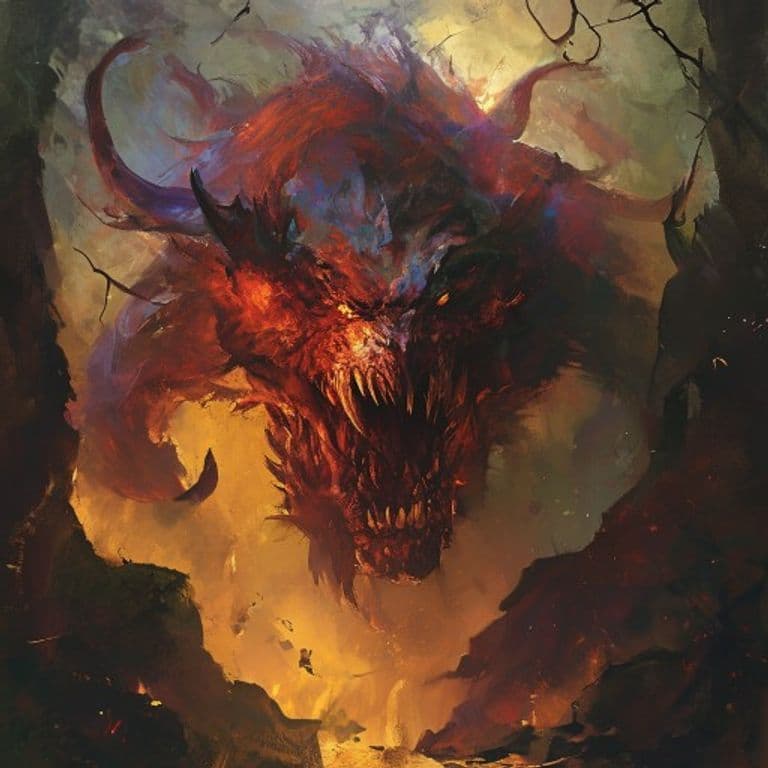 Gnyan — fantasy monster illustration. Gnyan is a large elemental (Challenge Rating 4).