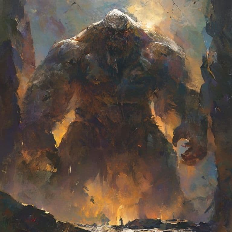 Stone Giant — fantasy monster illustration. Stone Giant is a huge giant (Challenge Rating 7).