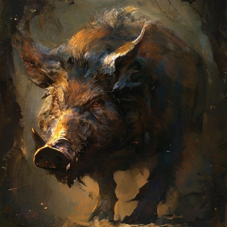Boar — fantasy monster illustration. Boar is a medium beast (Challenge Rating 1/4).
