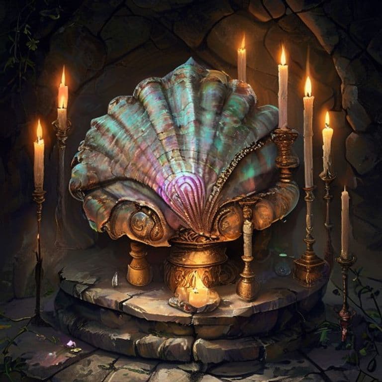 Sanctuary Shell — fantasy item illustration