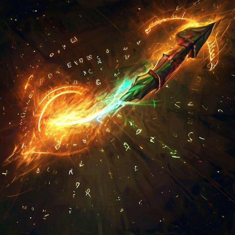 Biting Arrow — fantasy spell effect illustration. Biting Arrow is a Cantrip evocation available to Druid, Sorcerer, Wizard.