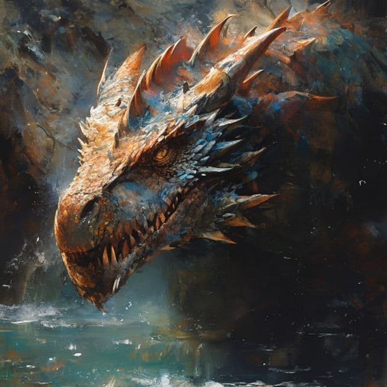 Young River Dragon — fantasy monster illustration. Young River Dragon is a large dragon (Challenge Rating 9).