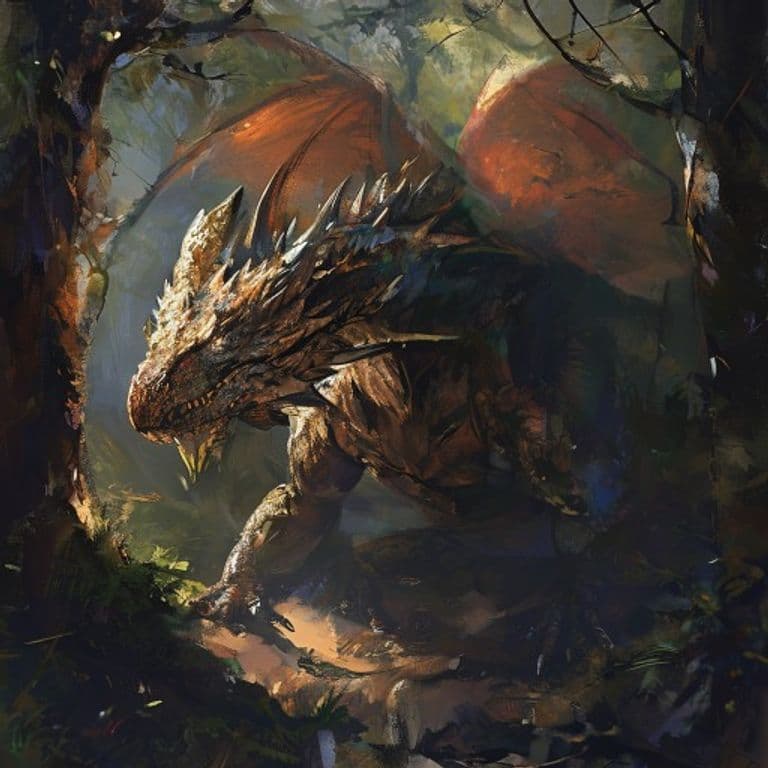 Forest Drake — fantasy monster illustration. Forest Drake is a small dragon (Challenge Rating 2).