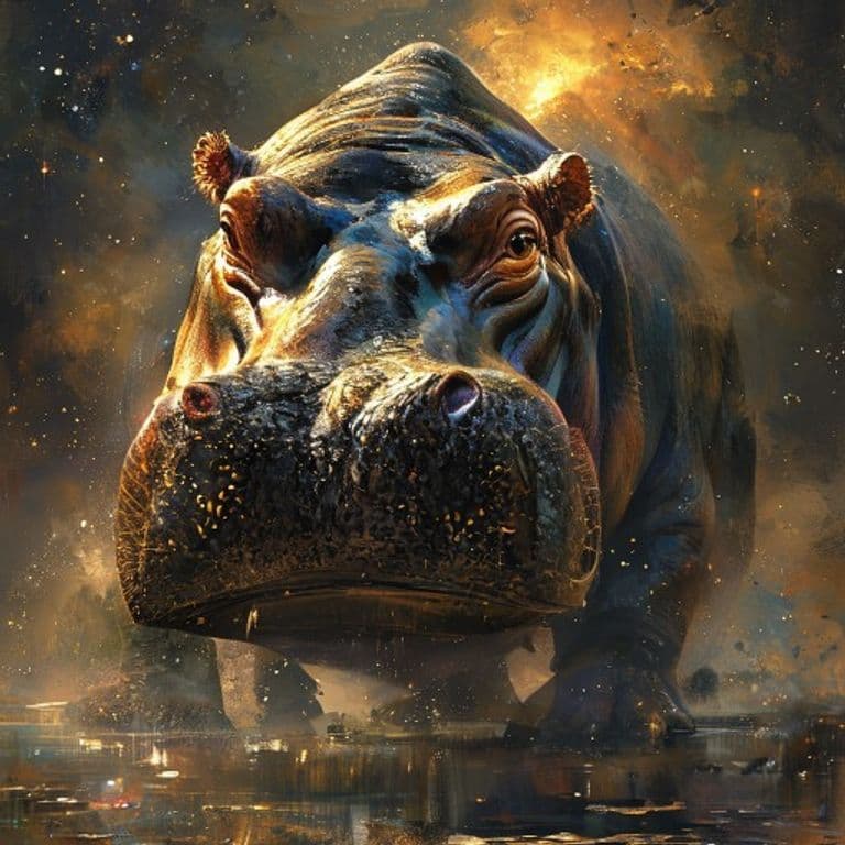 Hippopotamus, Sacred — fantasy monster illustration. Hippopotamus, Sacred is a huge celestial (Challenge Rating 5).