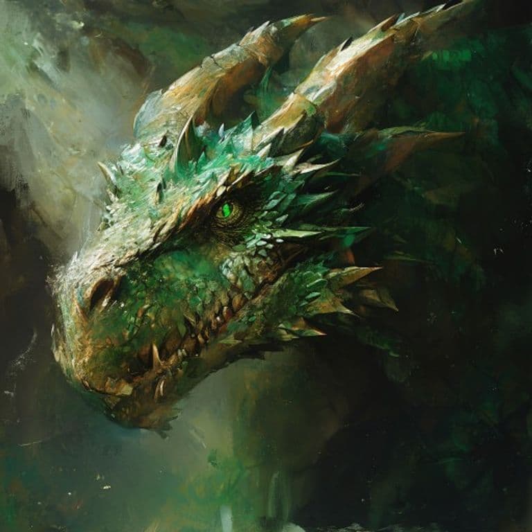 Young Emerald Dragon — fantasy monster illustration. Young Emerald Dragon is a large dragon (Challenge Rating 9).