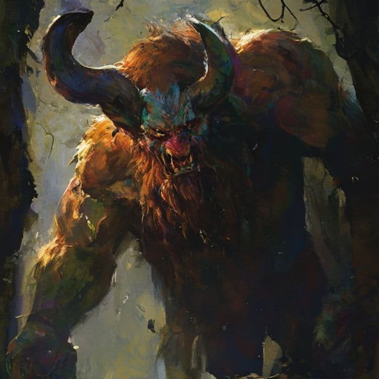 Fomorian — fantasy monster illustration. Fomorian is a huge fey (Challenge Rating 8).
