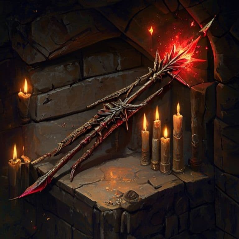 Crimson Starfall Arrow — fantasy item illustration. Crimson Starfall Arrow is a magic item (ammunition) of uncommon rarity.