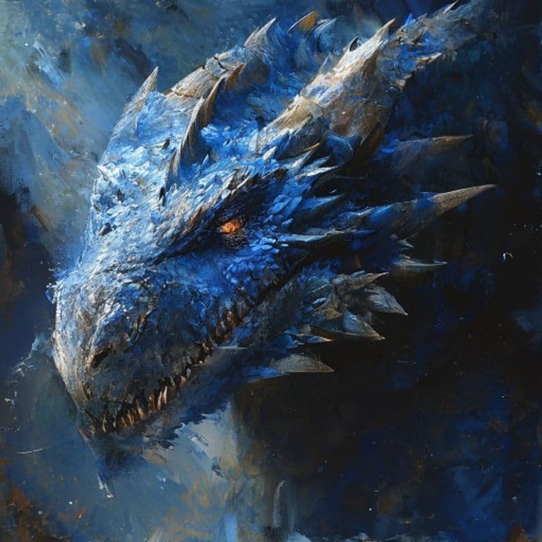 Ancient Blue Dragon — fantasy monster illustration