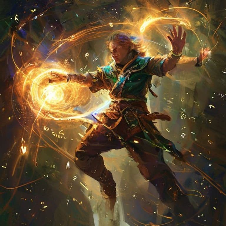 Jump — fantasy spell effect illustration. Jump is a 1st-level transmutation available to Druid, Ranger, Sorcerer, Wizard.