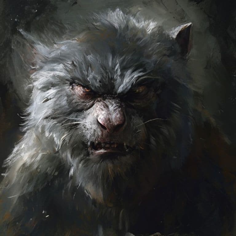 Greyfur — fantasy monster illustration. Greyfur is a small humanoid (Challenge Rating 3).