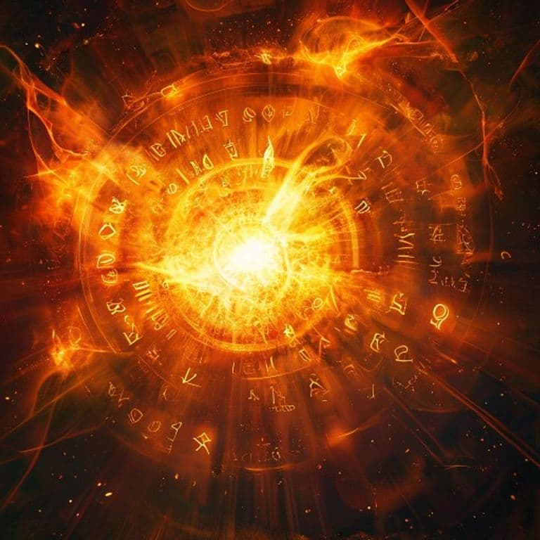 Searing Sun — fantasy spell effect illustration. Searing Sun is a 4th-level transmutation available to Cleric, Druid, Sorcerer, Wizard.