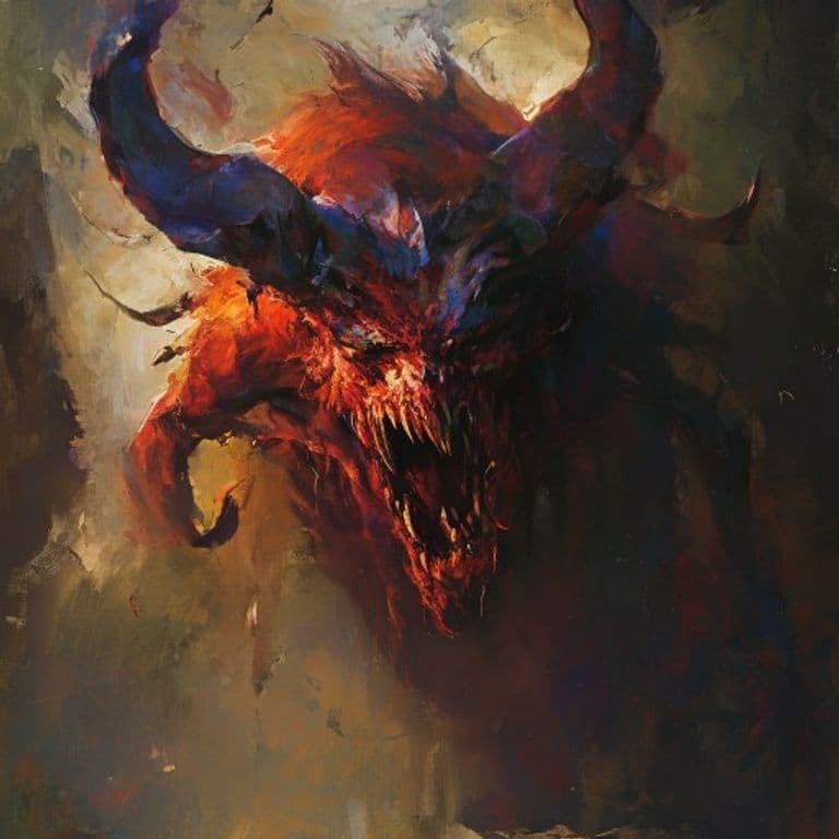 Psoglav Demon — fantasy monster illustration. Psoglav Demon is a large fiend (Challenge Rating 7).