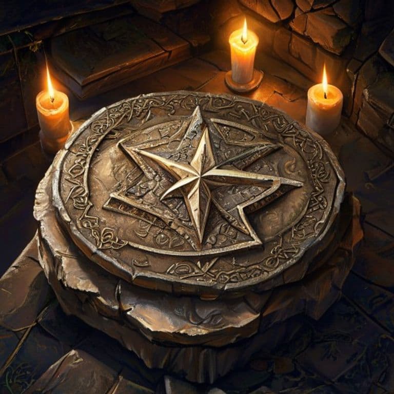 Seven-Sided Coin — fantasy item illustration