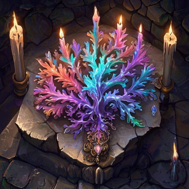 Coral of Enchanted Colors — fantasy item illustration. Coral of Enchanted Colors is a magic item (wondrous item) of legendary rarity.
