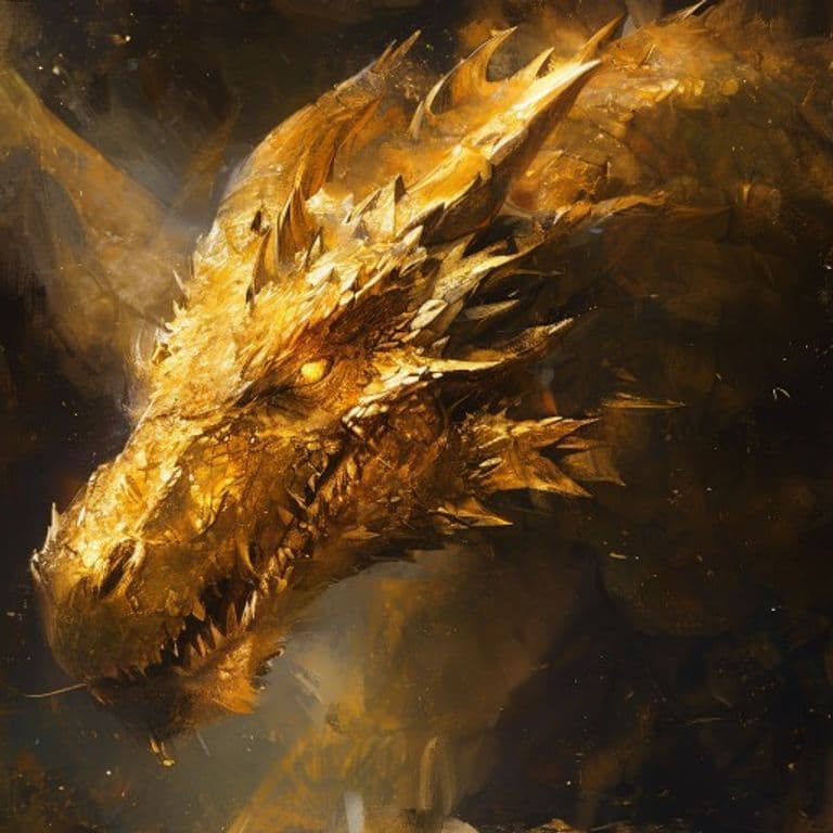 Adult Gold Dragon — fantasy monster illustration