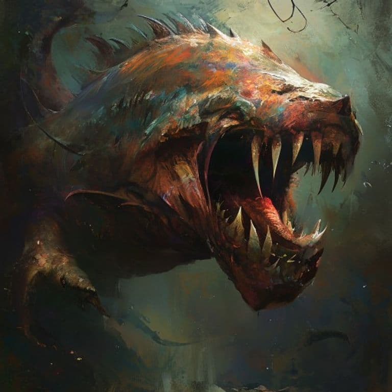Muraenid — fantasy monster illustration. Muraenid is a large monstrosity (Challenge Rating 2).