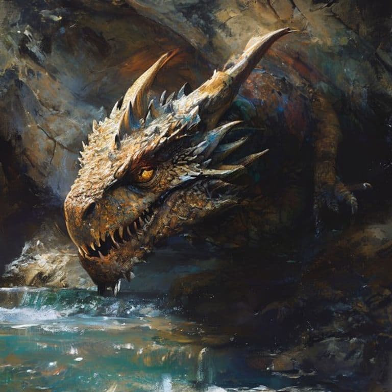 River Dragon Wyrmling — fantasy monster illustration. River Dragon Wyrmling is a medium dragon (Challenge Rating 2).