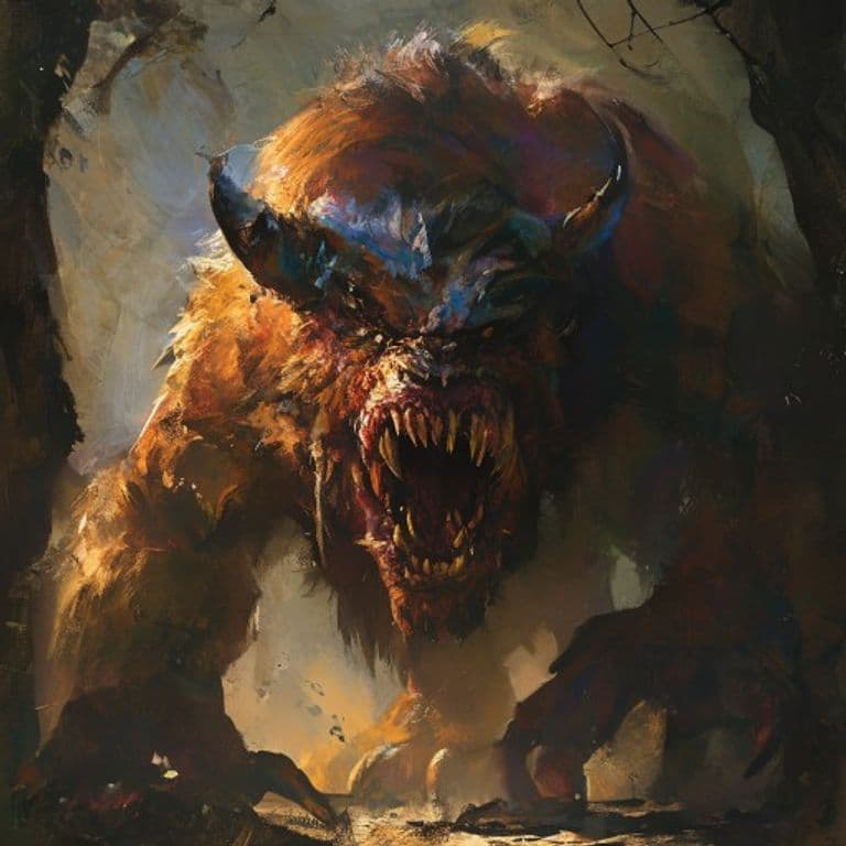 Ngobou — fantasy monster illustration. Ngobou is a large beast (Challenge Rating 5).