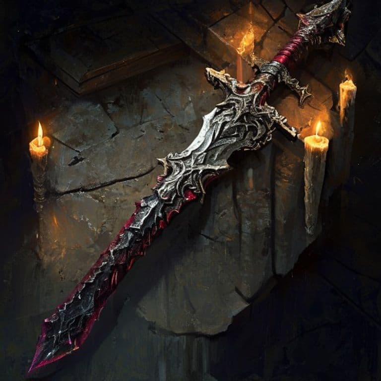Bloodthirsty Weapon — fantasy item illustration. Bloodthirsty Weapon is a magic item (weapon) of rare rarity.