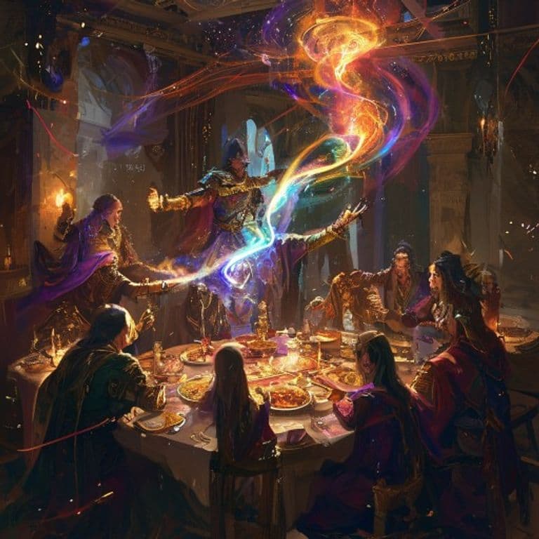 Heroes' Feast — fantasy spell effect illustration. Heroes' Feast is a 6th-level conjuration available to Cleric, Druid.