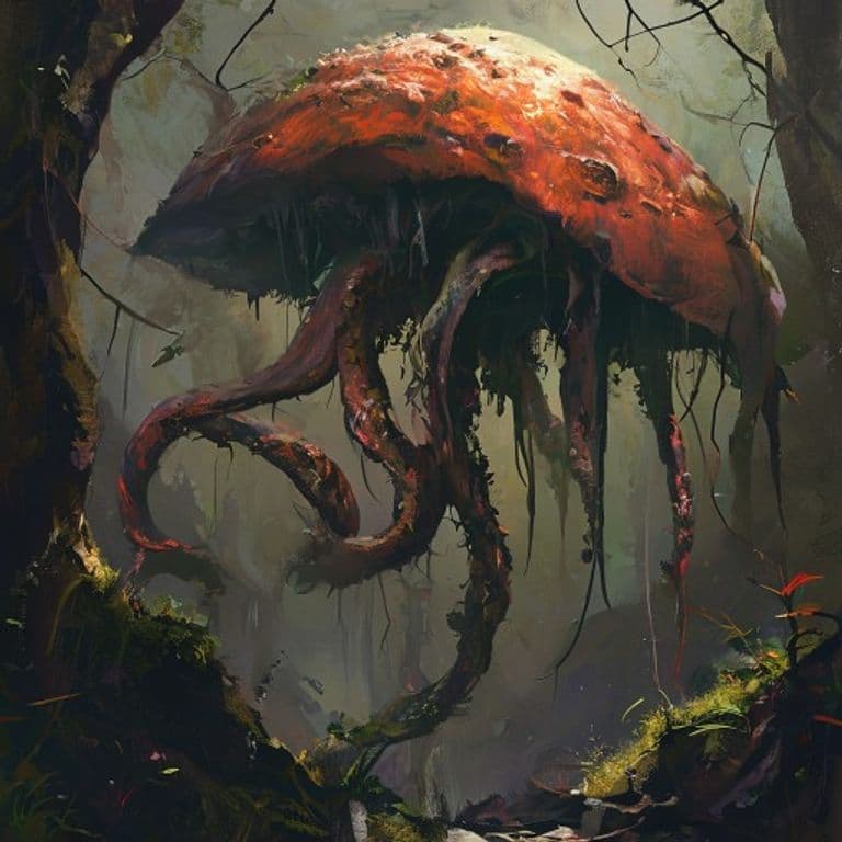 Ophio Fungus — fantasy monster illustration. Ophio Fungus is a huge plant (Challenge Rating 7).