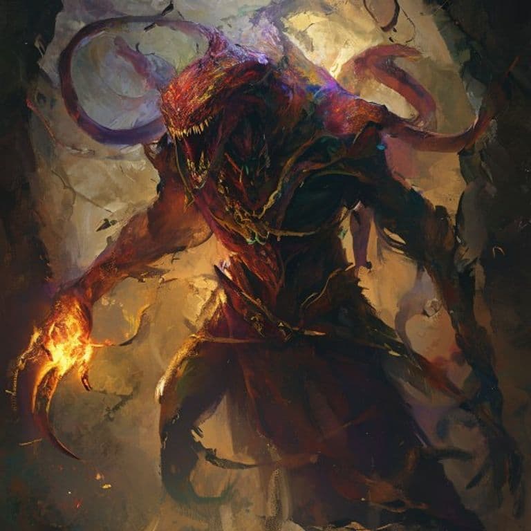 Efreeti Noble — fantasy monster illustration. Efreeti Noble is a large elemental (Challenge Rating 11).