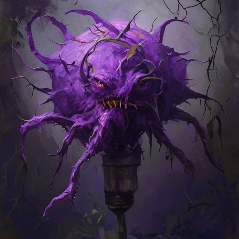 Bulbous Violet — fantasy monster illustration. Bulbous Violet is a medium plant (Challenge Rating 1).