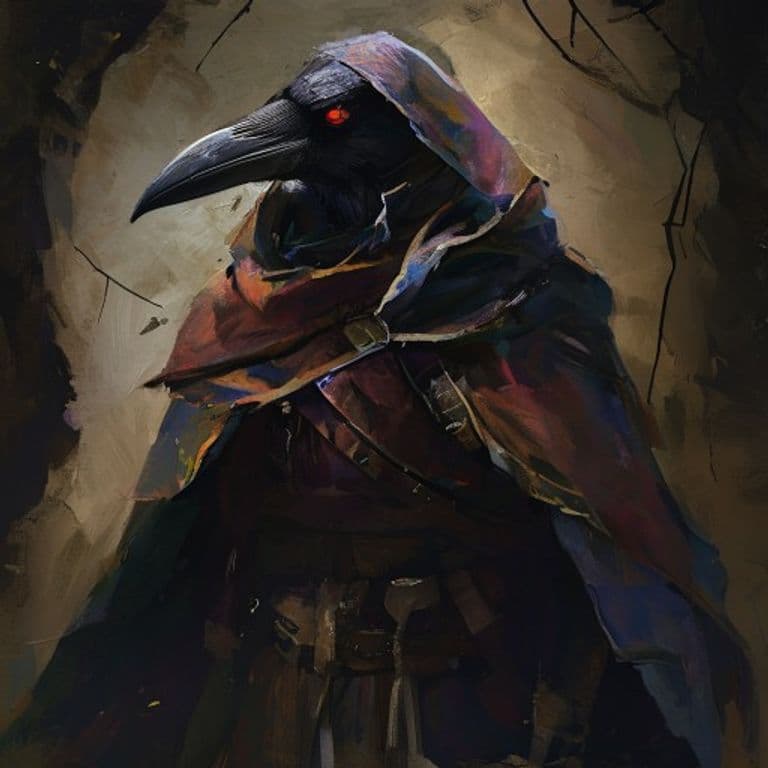 Ravenfolk Scout — fantasy monster illustration. Ravenfolk Scout is a medium humanoid (Challenge Rating 1/2).
