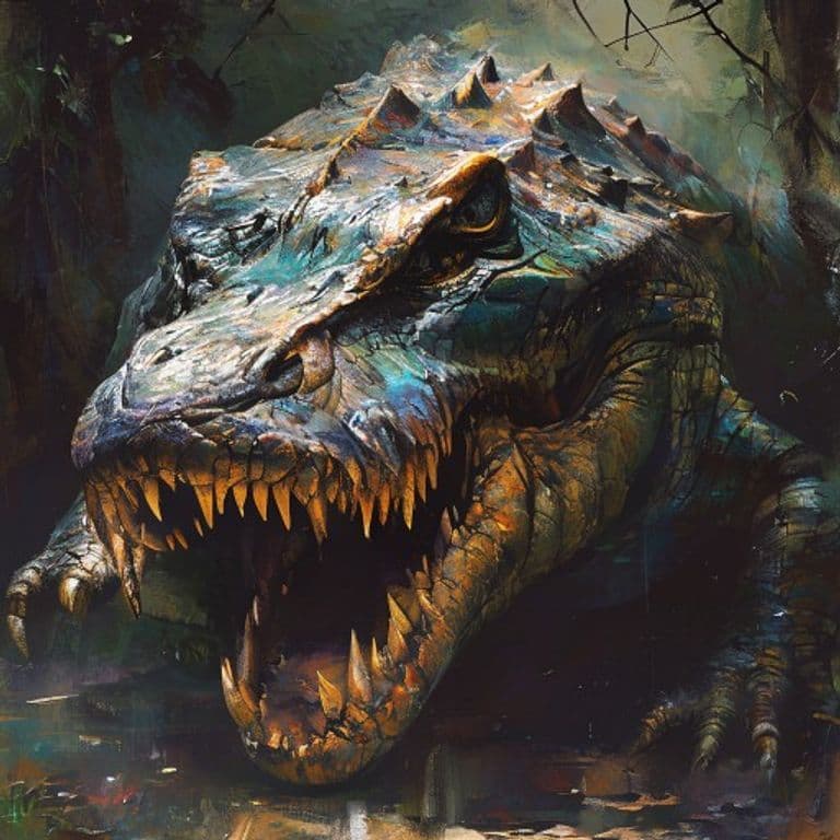 Glass Gator — fantasy monster illustration. Glass Gator is a large beast (Challenge Rating 1).
