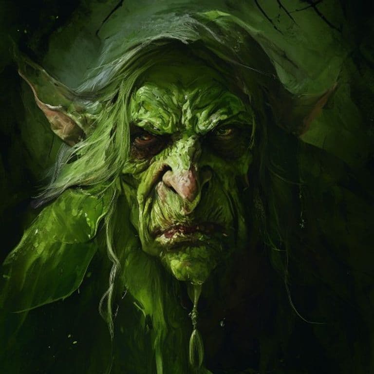 Green Hag — fantasy monster illustration. Green Hag is a medium fey (Challenge Rating 3).