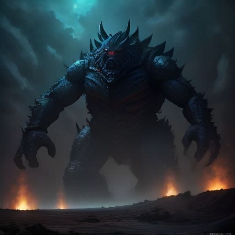 Crusher — fantasy monster illustration. Crusher is a large construct (Challenge Rating 10).