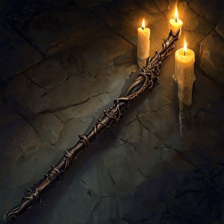 Ashwood Wand — fantasy item illustration