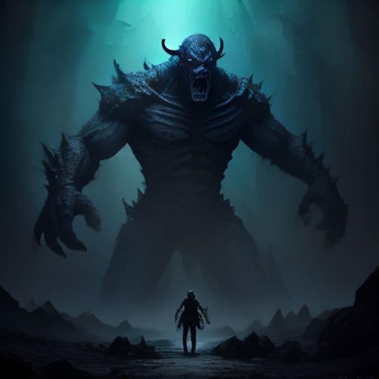 Vexxeh — fantasy monster illustration. Vexxeh is a huge fiend (Challenge Rating 6).